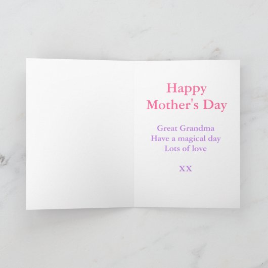 Oma Moederdag Eenhoorn Kaart (Binnen)