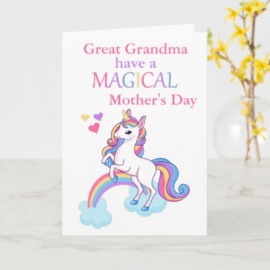 Oma Moederdag Eenhoorn Kaart (Gele Bloem)