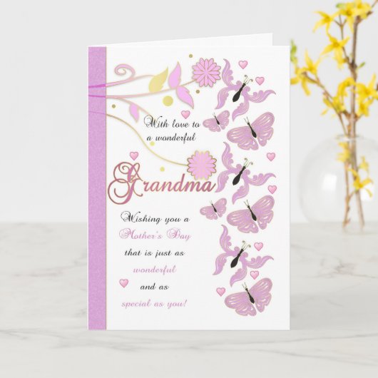 Oma Moederdag Kaart met bloemen en boter (Gele Bloem)