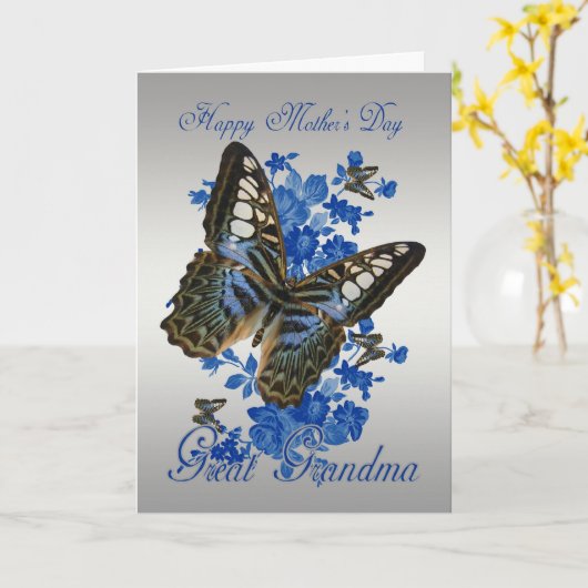 Oma, Moederdag Kaart met vlinders (Gele Bloem)