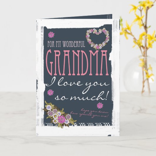 Oma Moederdag kaart trendy en modern (Gele Bloem)