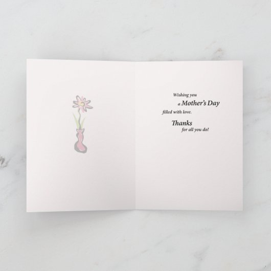 Oma, Moederdag, Ontbijt in bed, Roze Kaart (Binnen)