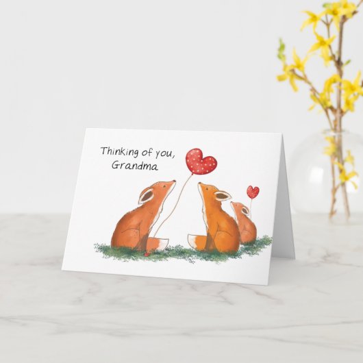 Oma Moederdag van groep drie Foxes Kaart (Gele Bloem)