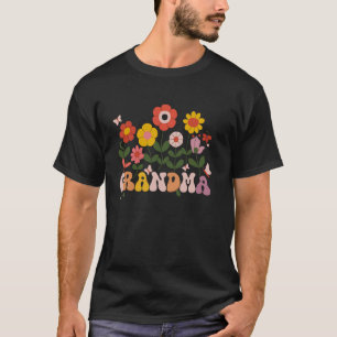 Oma Moederdag Wilde Bloem Retro Groovy Bloemstuk T-shirt