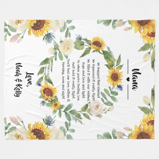 Oma Moederdag Zonnebloem Quote van Grandkids Fleece Deken (Voorkant (Horizontaal))