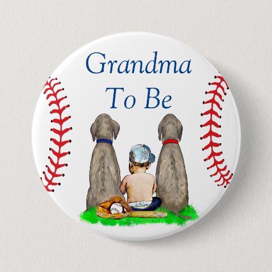 Oma naar Be | Baseball Theme Boy's Baby shower Ronde Button 7,6 Cm (Voorkant)