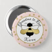 Oma naar Bee Gold Confetti Ronde Button 4,0 Cm (Voorkant /achterkant)