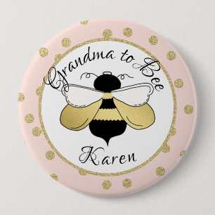 Oma naar Bee Gold Confetti Ronde Button 4,0 Cm