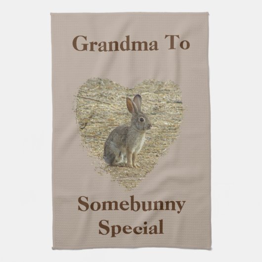 Oma naar de speciale Schattige Bunny Theedoek (Verticaal)