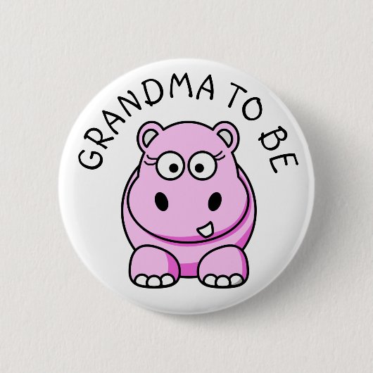 Oma naar Hippo Baby shower knop Ronde Button 5,7 Cm (Voorkant)
