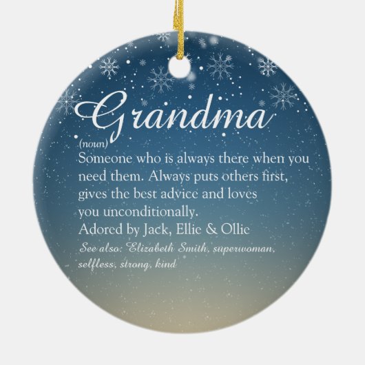 Oma Nan Grootmoeder Definitie Foto Kerstmis Keramisch Ornament (Achterkant)