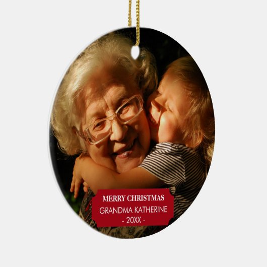 Oma Nana Kleinkinderen Xmas Foto Kerstmis Keramisch Ornament (Rechts)