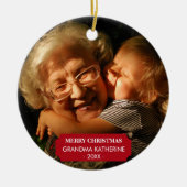 Oma Nana Kleinkinderen Xmas Foto Kerstmis Keramisch Ornament (Voorkant)
