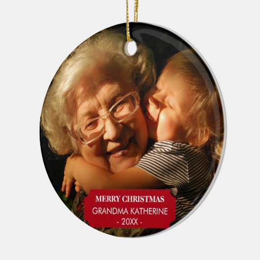 Oma Nana Kleinkinderen Xmas Foto Kerstmis Keramisch Ornament (Links)