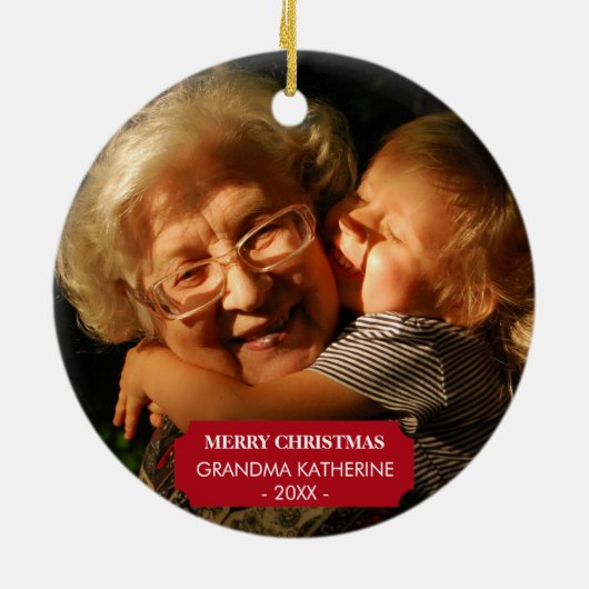 Oma Nana Kleinkinderen Xmas Foto Kerstmis Keramisch Ornament (Achterkant)