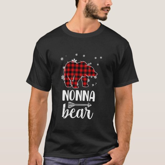 Oma Nonna Beer Xmas Pajama Red Plaid Buffalo P T-shirt (Voorkant)