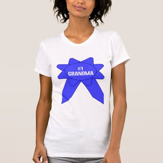 Oma Nummer 1 Blauwe Lint T-shirt (Voorkant)