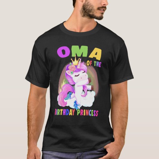 Oma of the Birthday Princess Unicorn Girl T-shirt (Voorkant)