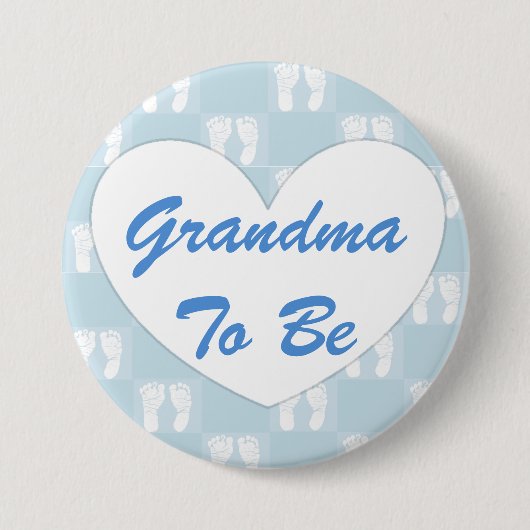 Oma om Baby shower Button blauw te zijn (Voorkant)