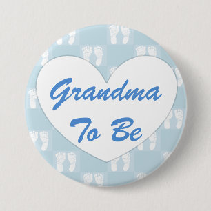 Oma om Baby shower Button blauw te zijn