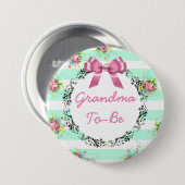 Oma om Baby shower Button te zijn Mint Green & Roz (Voorkant /achterkant)