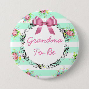Oma om Baby shower Button te zijn Mint Green & Roz