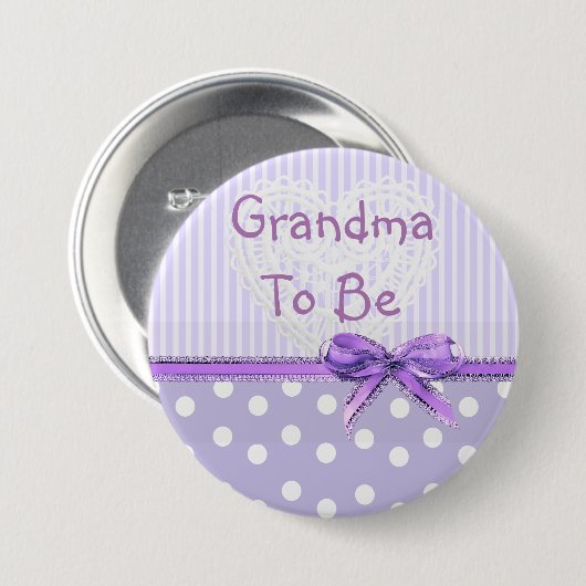 Oma om Baby shower Button te zijn: Paarse Bow (Voorkant /achterkant)