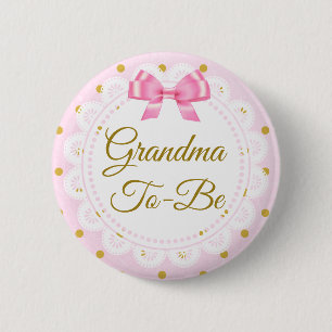 Oma om Baby shower roze en gouden Button te zijn