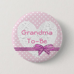 Oma om Baby shower roze en witte Button te zijn