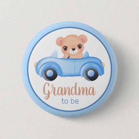 Oma om Beer Boy Baby shower Button (Voorkant)