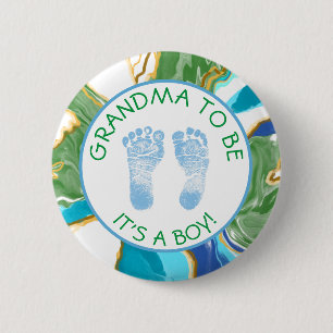 Oma om blauw en groen Baby shower te zijn Ronde Button 5,7 Cm