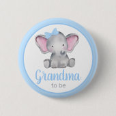 Oma om Blauwe Elephant Boy Baby shower Button te z (Voorkant)