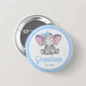 Oma om Blauwe Elephant Boy Baby shower Button te z (Voorkant /achterkant)