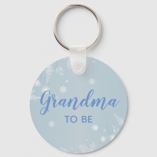Oma om Blue Baby Boy Shower te zijn Nieuw grootma Sleutelhanger (Voorkant)