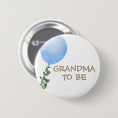 Oma om Blue Balloon Baby shower Button (Voorkant /achterkant)