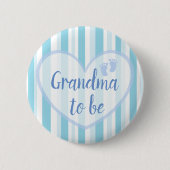 Oma om Blue Footprints Baby shower Button (Voorkant)