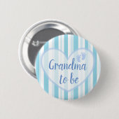 Oma om Blue Footprints Baby shower Button (Voorkant /achterkant)