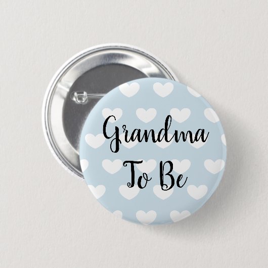 Oma om Blue Hearts Baby shower Button te zijn (Voorkant /achterkant)