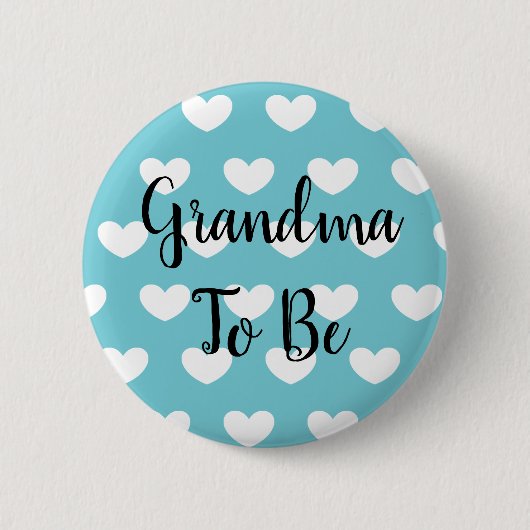 Oma om Blue Hearts Baby shower Button te zijn (Voorkant)
