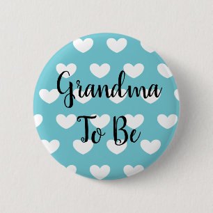 Oma om Blue Hearts Baby shower Button te zijn