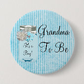 Oma om Blue Mason Jar Rustic Shabby Button te zijn (Voorkant)