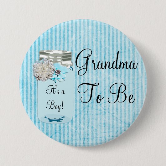 Oma om Blue Mason Jar Rustic Shabby Button te zijn (Voorkant)