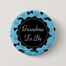 Oma om Blue Mustache Bowtie Baby shower te zijn Ronde Button 5,7 Cm