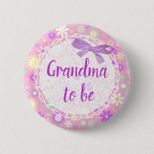 Oma om Button van Floral Baby shower te zijn (Voorkant)