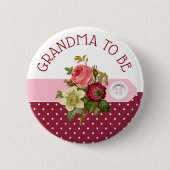 Oma om de Button van het Baby shower Burgundy Roze (Voorkant)