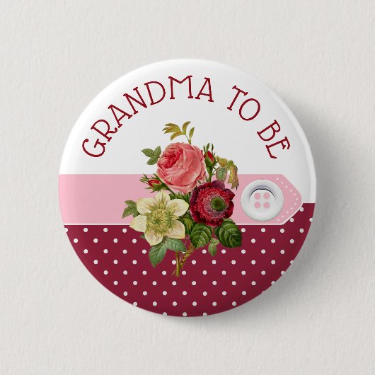 Oma om de Button van het Baby shower Burgundy Roze (Voorkant)