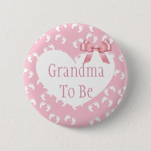 Oma om de Roze Button van het Baby shower van de