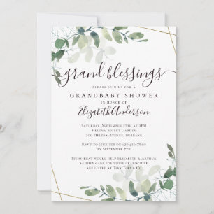 Oma om Eucalyptus Gold Glitter Baby shower te zijn Kaart