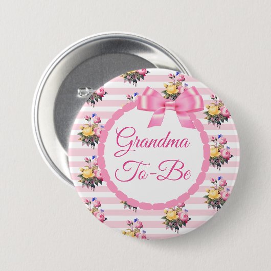 Oma om Floral Chic Rozen Button te zijn (Voorkant /achterkant)