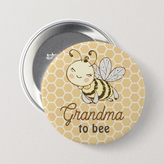 Oma om Granny Cute Honeybee Bee Baby shower te zij Ronde Button 7,6 Cm (Voorkant /achterkant)